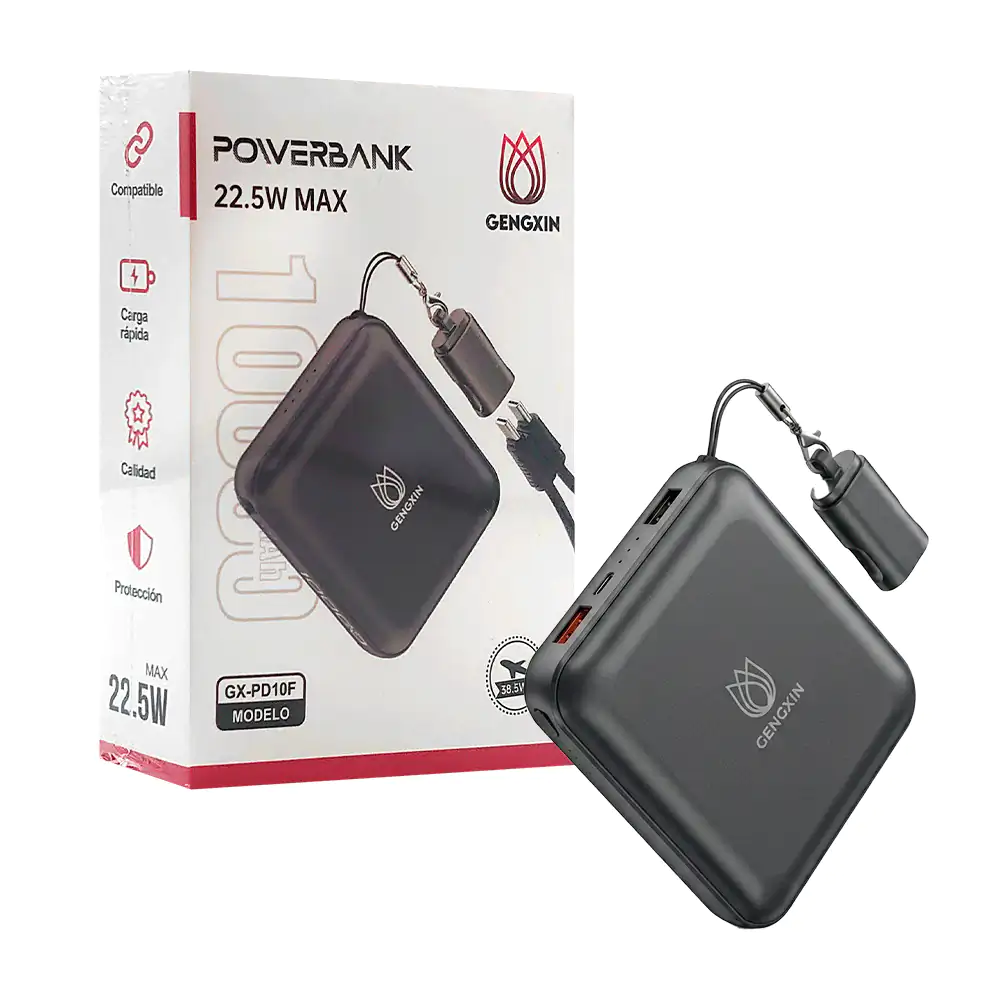 Power bank gengxin cuadrado de 1000mah con cable tipo c a tipo c + co…