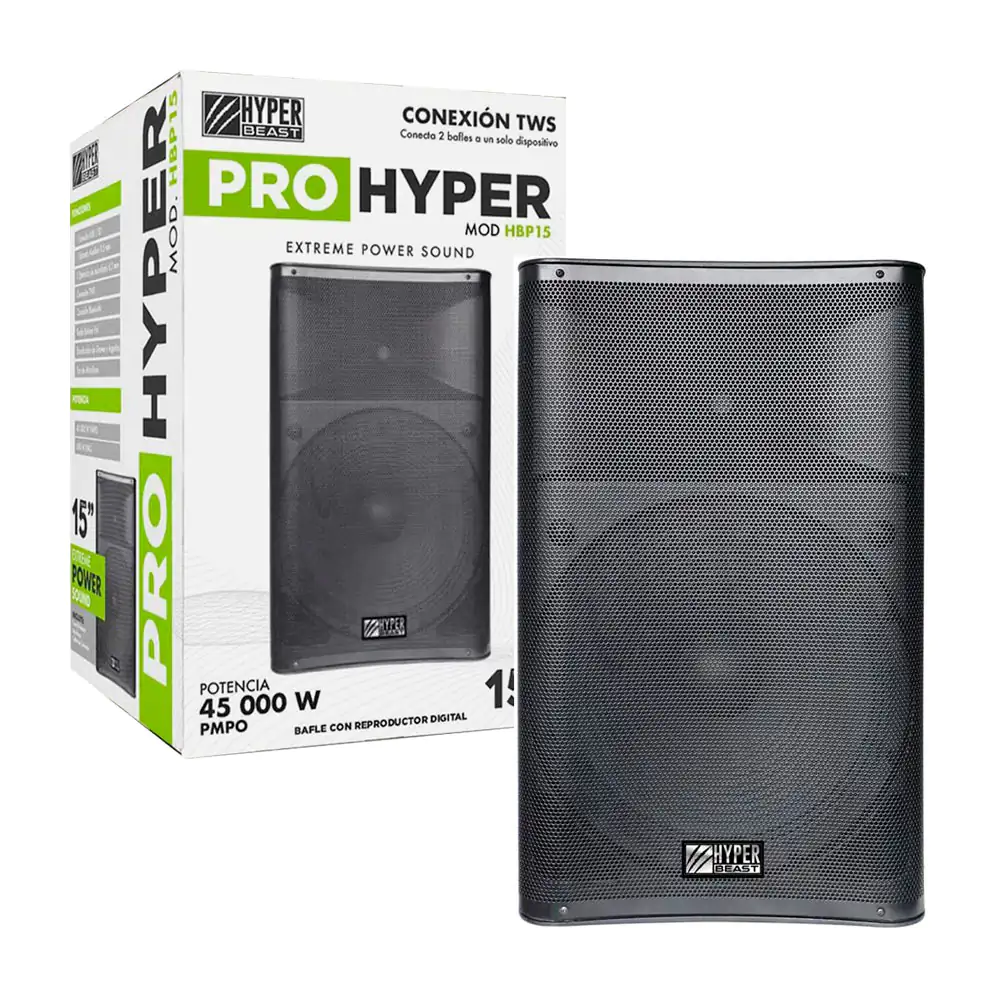 Bafle prohyper 15in inalámbrico, 100w de potencia, múltiples puertos …