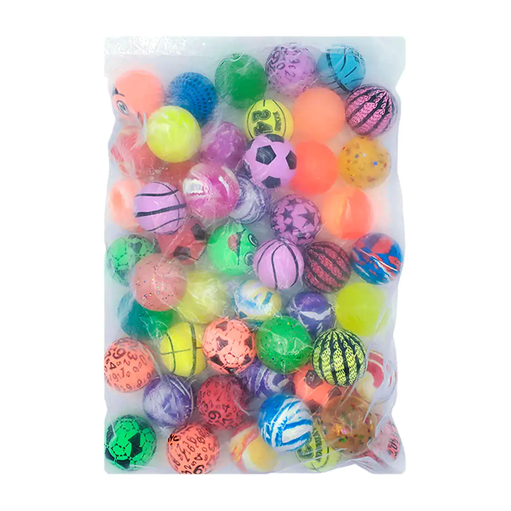 Bolsa con 50 pelotas de goma, variedad de texturas, modelos y colores…