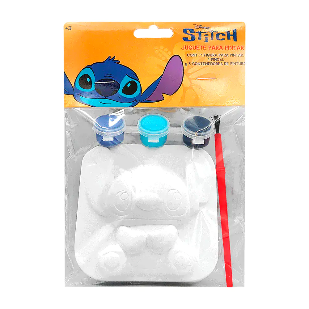 Paquete con figura de yeso de 6x8cm con diseño de stitch y 3 estuches…