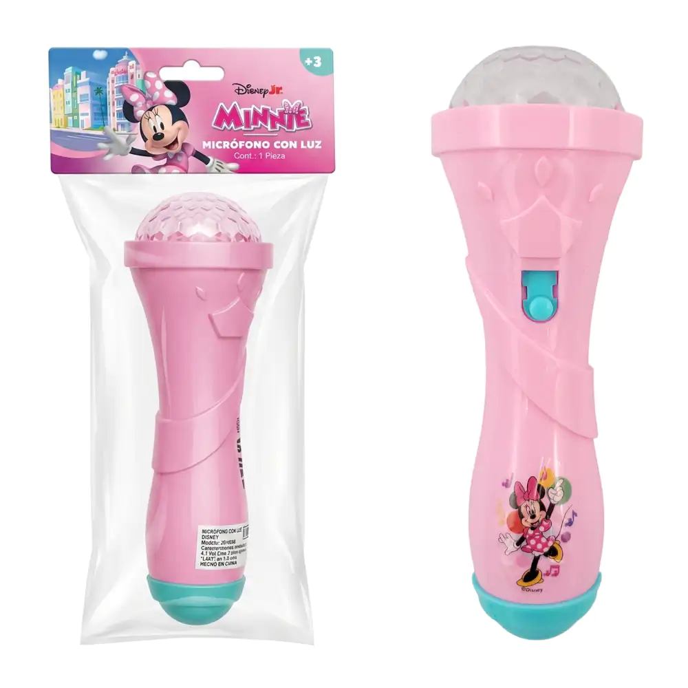 Mini vara de luz rgb en forma de micrófono con diseño de minnie mouse