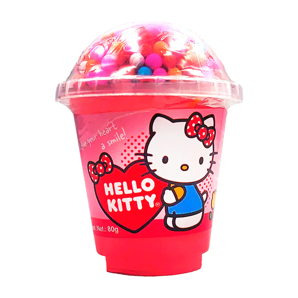 Mini bote de slime con estampado de hello kitty y glitter + mini boli…