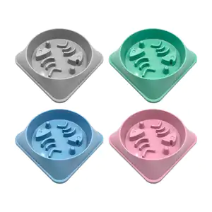 Plato entrenador para mascota con diseño de peces, variedad de colores