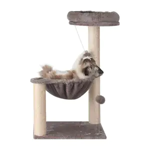 Torre rascador para gatos de 2 niveles de 70x39cm con ratón + cama ti…