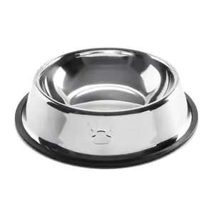 Plato para mascotas, acero inoxidable con detalle de huellas, 32.5cm …