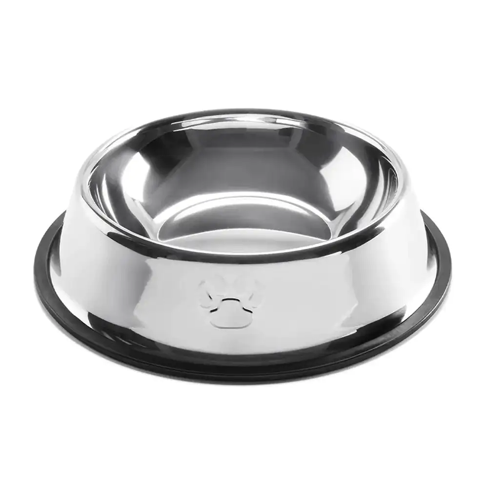 Plato para mascotas, acero inoxidable con detalle de huellas, 32.5cm …