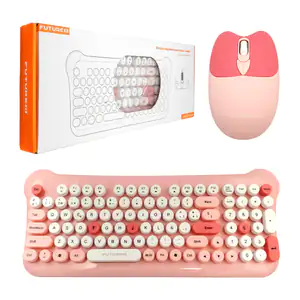 Combo de teclado y mouse inalámbrico futurem en color rosa, teclas me…