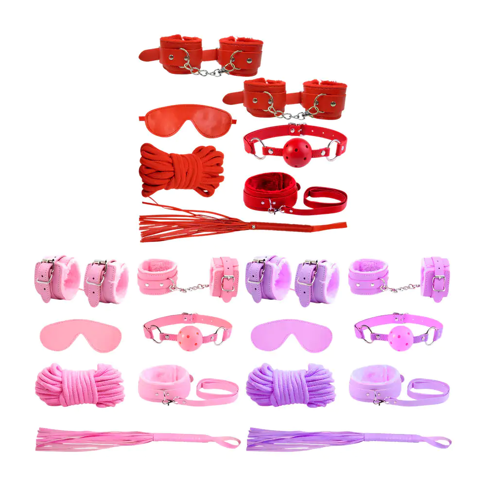 Kit de 7 piezas para bondage, cuero con detalles afelpados, variedad …