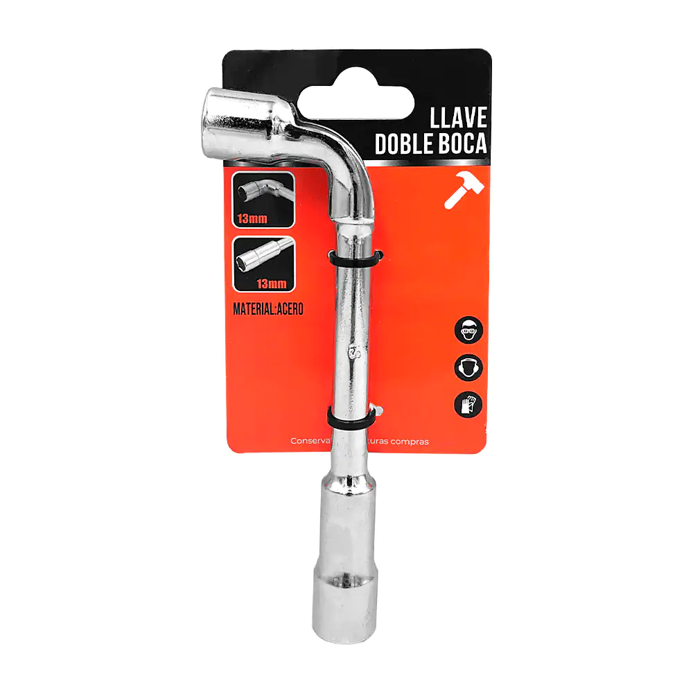 Llave de pipa abierta o doble boca de acero, color cromado, 13mm / 44…