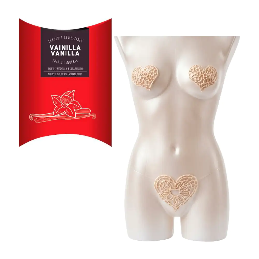 Lenceria comestible, par de pezoneras + tanga, sabor vainilla / lec-p…