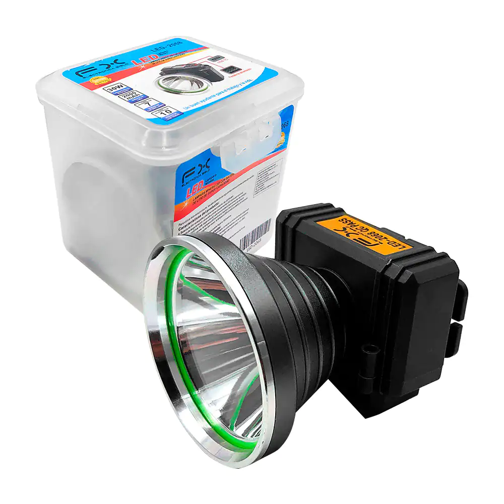 Lámpara tipo minero fx recargable con 3 modos de iluminación / led-20…