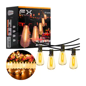Serie guirnalda fx con 25 focos tipo vintage de luz cálida / st38 / l…