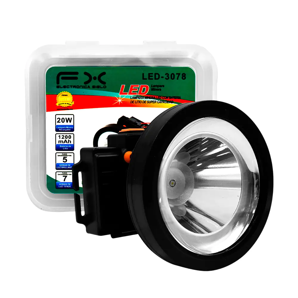 Lámpara estilo minero de 20w recargable con varios modos de luz + ban…