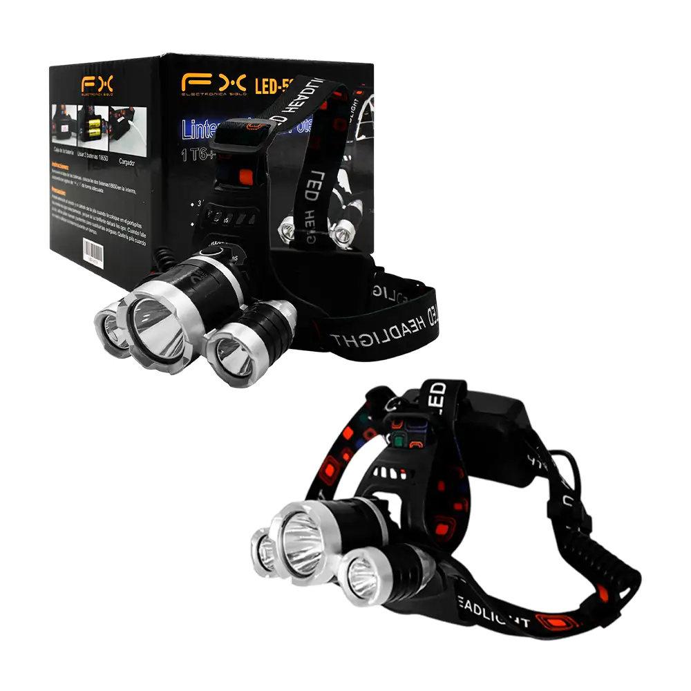 Lámpara tipo minero fx recargable con 4 tipos de iluminación + banda …