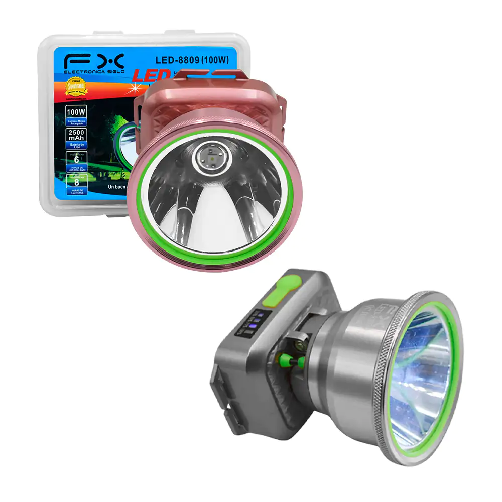 Lámpara tipo minero fx recargable con 3 modos de iluminación, 100w / …