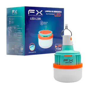 Lámpara recargable de emergencia fx tipo foco de 15w con gancho para …
