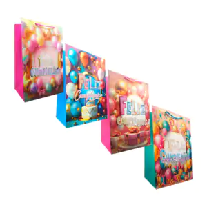 1pza Bolsa de regalo con brillantina y frase feliz cumpleaños en 3d, …