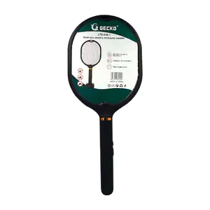 Raqueta eléctrica gecko recargable mata mosquitos con base y luz azul