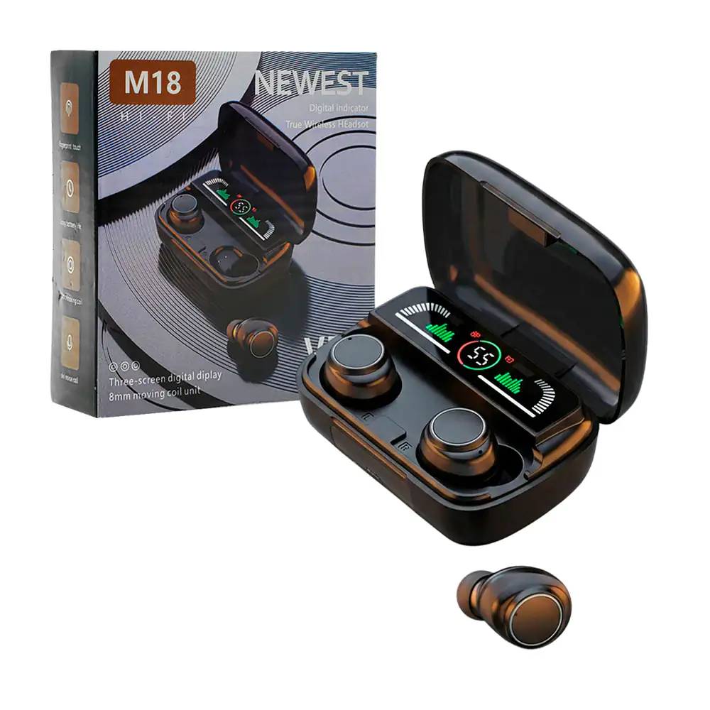 Audífonos inalámbricos bluetooth con estuche de carga / m18 / newest