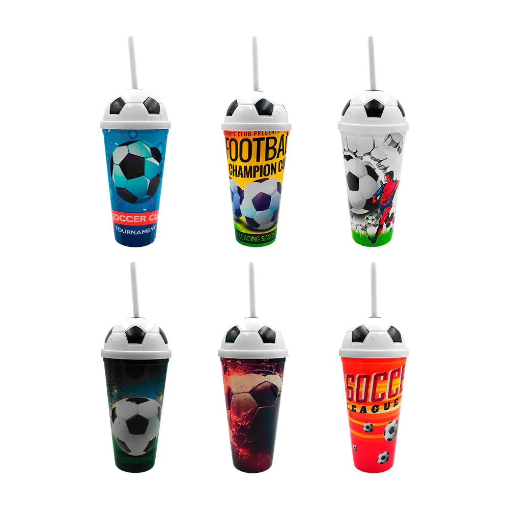 Vaso de plástico, capacidad de 600ml y temática de fútbol, variedad d…