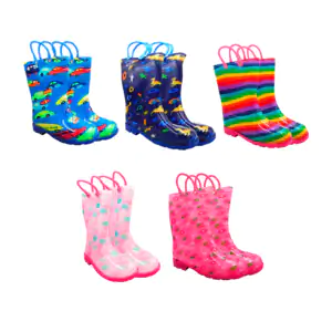 Botas impermeables infantiles con diseño infantil y agarradera, varie…