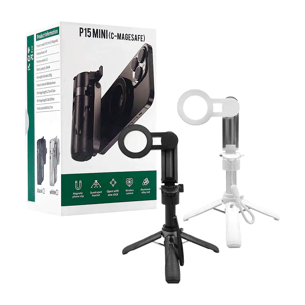 Selfie stick tripie retráctil hasta 47.5cm con agarre intercambiable,…