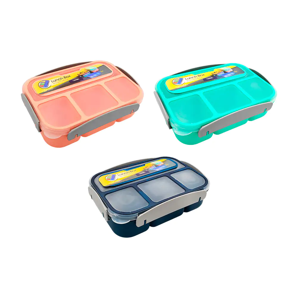 Tupper rectangular con 4 compartimentos y capacidad de 1300ml + cubie…