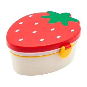 Tupper de plástico en forma de fresa con 2 compartimentos