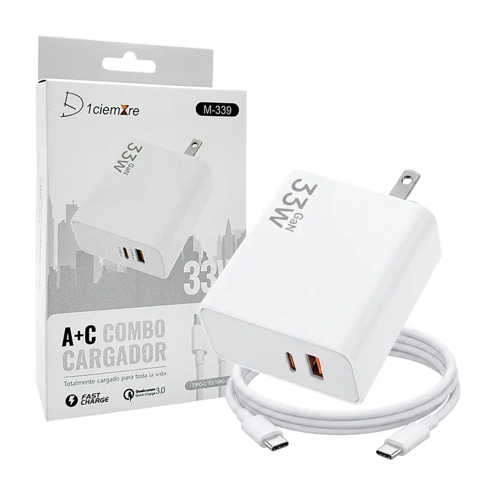 Combo cargador d1ciemzre de 33w con puerto usb y tipo c + cable tipo …