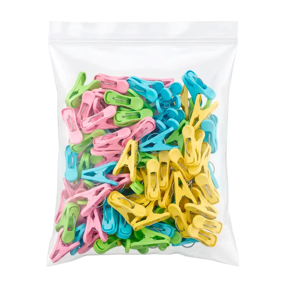 Bolsa con 100 pinzas de plástico resistente para colgar ropa, variedad