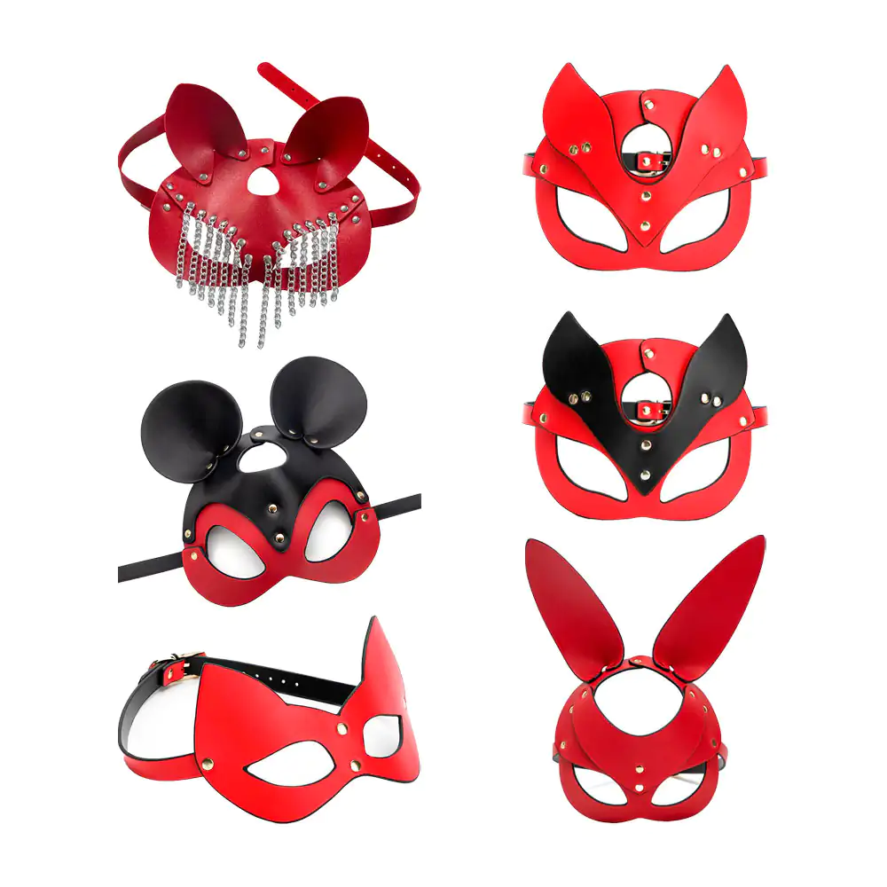 Máscara de piel para bondage con temática de animales, variedad de modelos