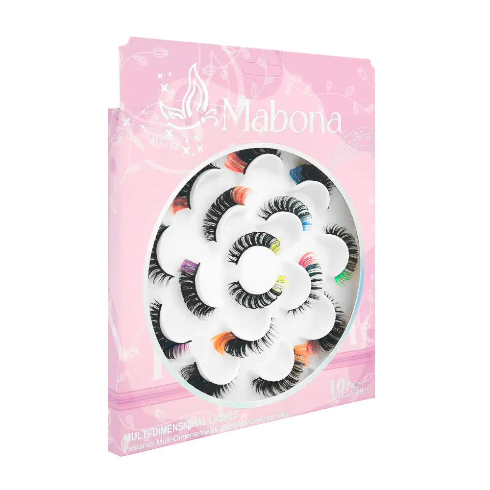 Paquete con 10 pares de pestañas postizas con extensión de color al f…