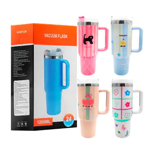 Vaso tipo termo de 1200ml con cierre hermético + popote, variedad de …