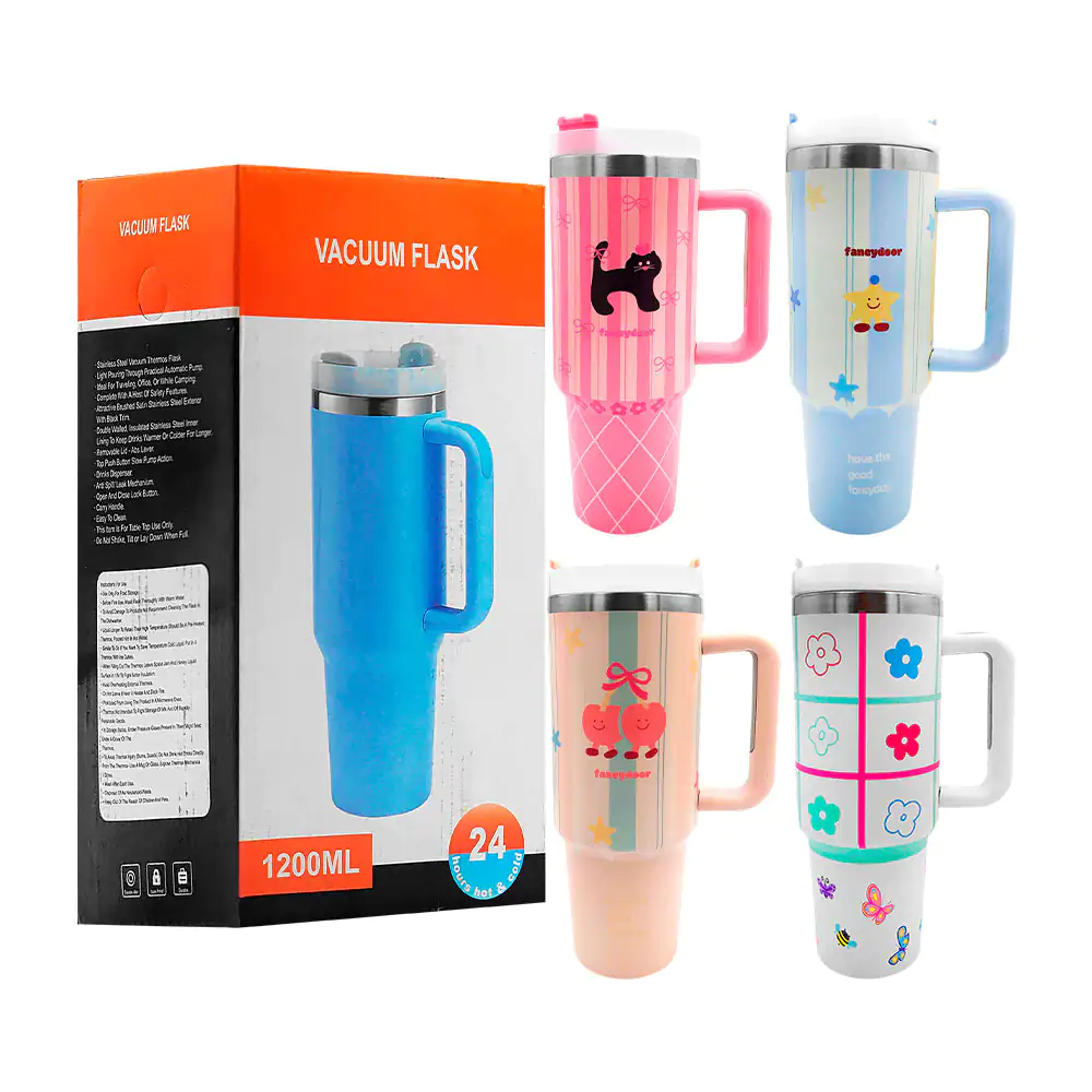 Vaso tipo termo de 1200ml con cierre hermético + popote, variedad de …