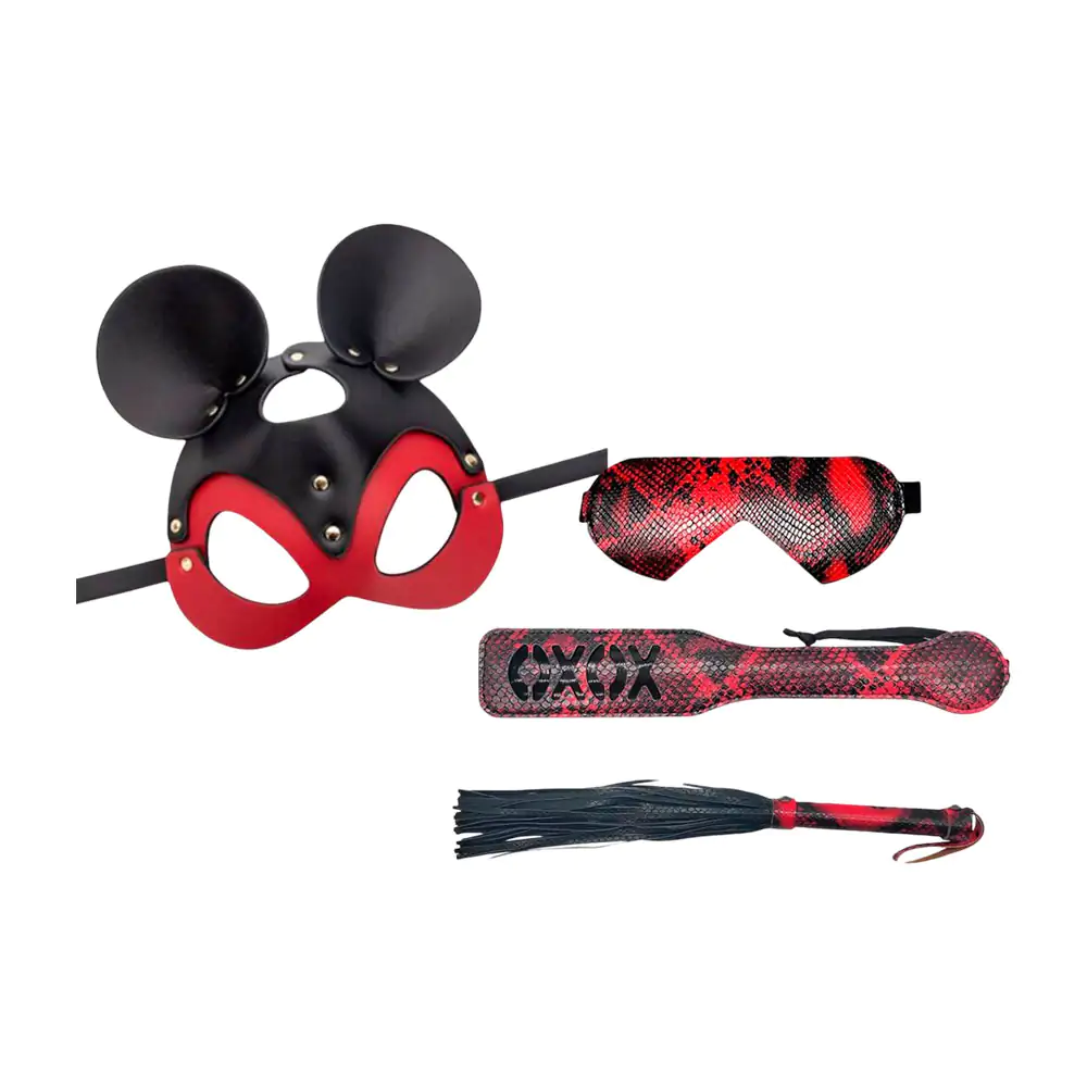 Kit miky con 3 piezas para bondage, cuero texturizado + máscara, vari…