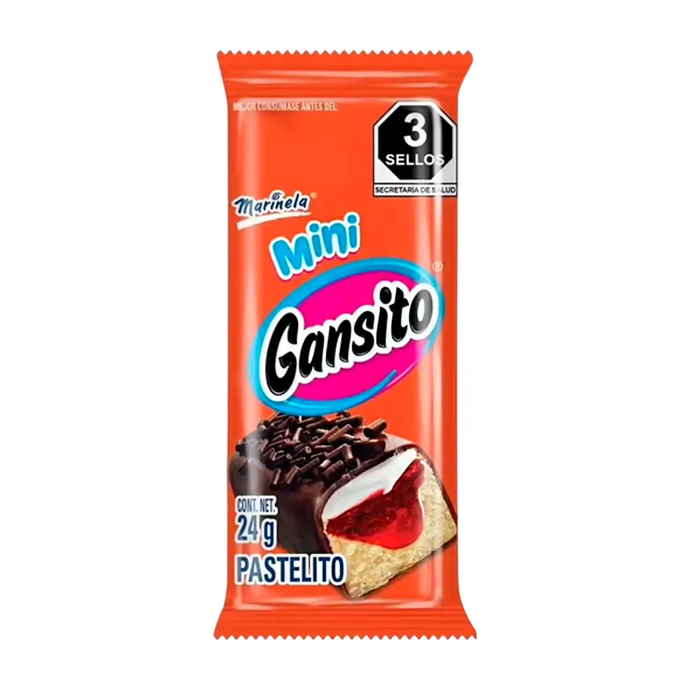 1pz mini gansito marinela con relleno cremoso, 24g / mini.gan