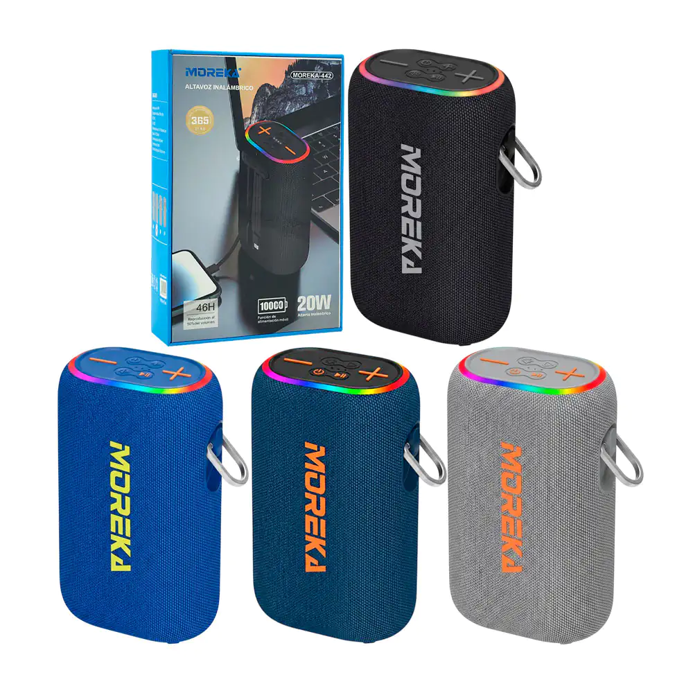 Bocina rectangular inalámbrica con luz rgb + cables cargador usb-c y …