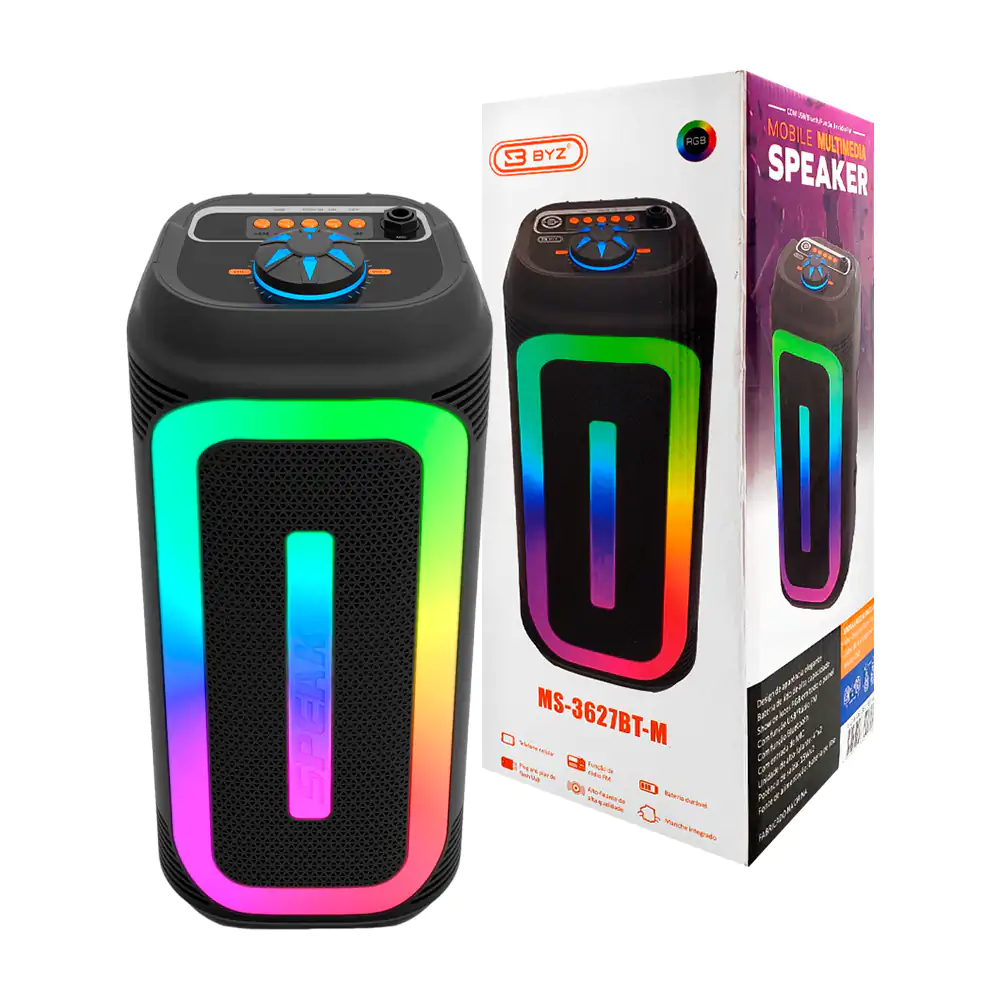 Bocina byz 4inx2, multiconexión con altavoz completo + luz rgb, multi…