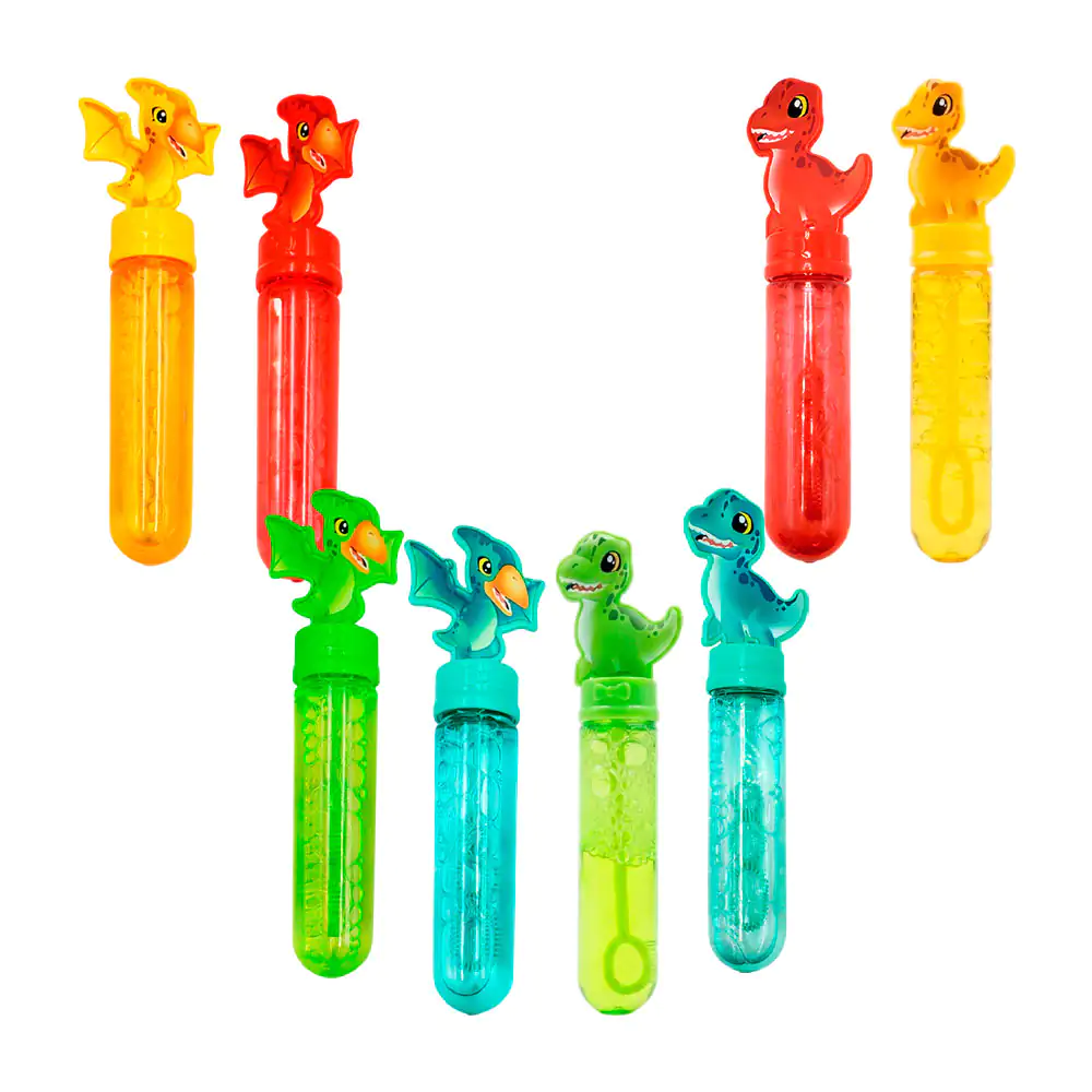 1pz mini bote para hacer burbujas, vara de 3 circulos, temática dinos…