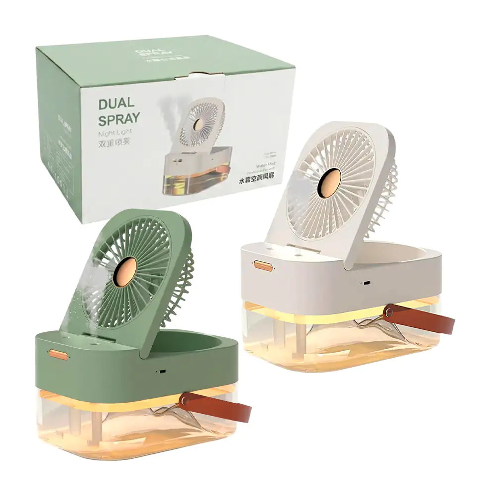 Ventilador rectangular recargable portátil con humidificador de capac…