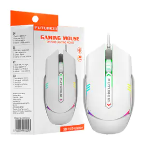 Mouse gamer alámbrico futurem con luz rgb, diseño moderno y ergonómic…