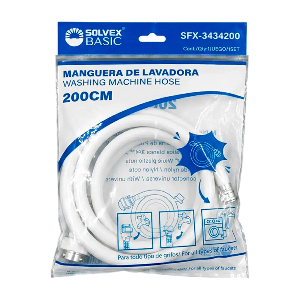 Manguera de lavadora plástico resistente, 200cm color blanco / sfx-34…