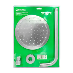 Juego de regadera solvex, 8in redonda satinada + tubo de 30cm / sp-53…