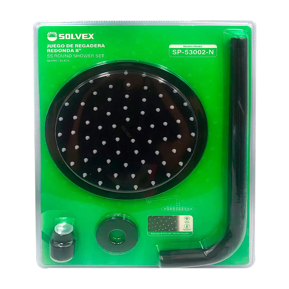 Regadera redonda con tubo de 30cm, acero inoxidable + accesorios / sp…