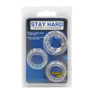 Blíster con 3 anillos de silicona con textura, retardantes, variedad …