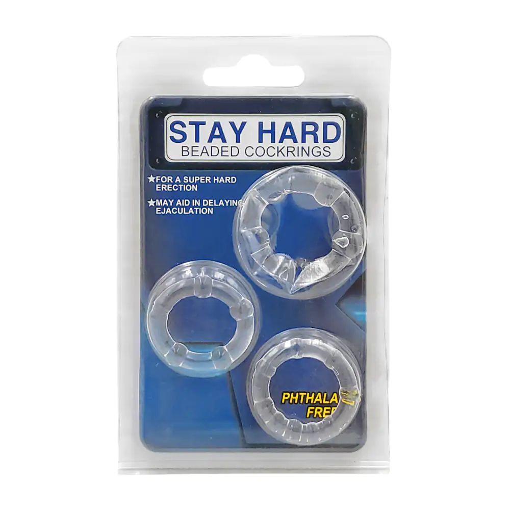 Blíster con 3 anillos de silicona con textura, retardantes, variedad …