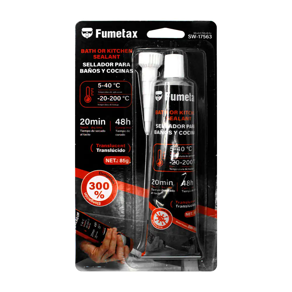 Blíster con sellador translúcido para baños y cocinas, 85g + punta / …