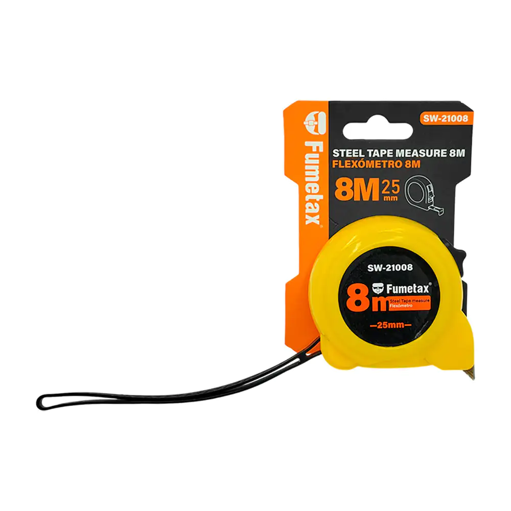 1pz cinta métrica - flexómetro fumetax de uso rudo, 8m / sw-21008