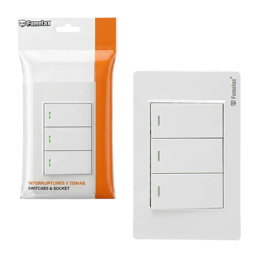 1pz placa fumetax de plástico con 3 apagadores, color blanco / sw-550…