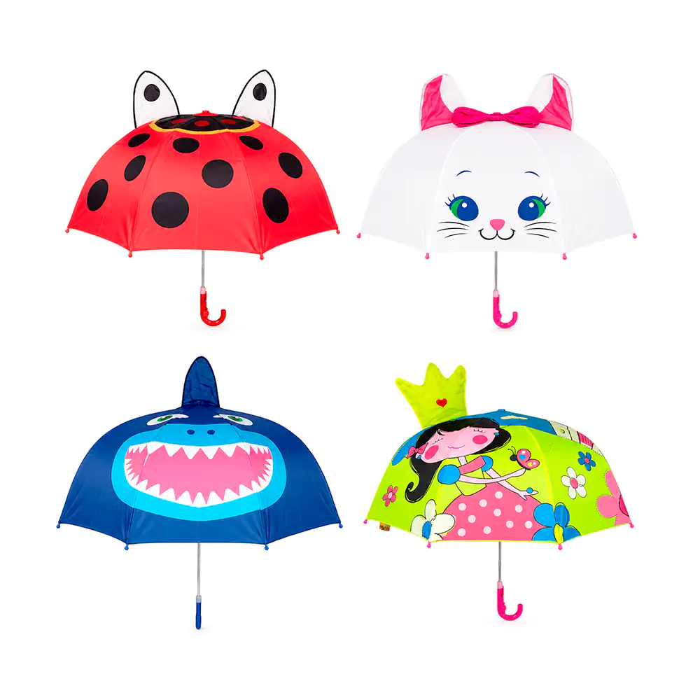 Paraguas infantil con estampado de animal kawaii + orejas plegables, …
